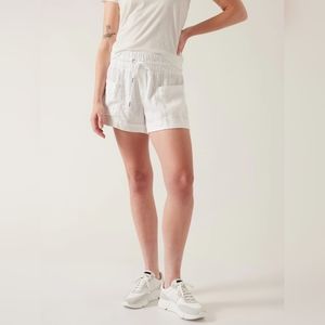 Athleta Cabo Linen 4" Shorts White 16